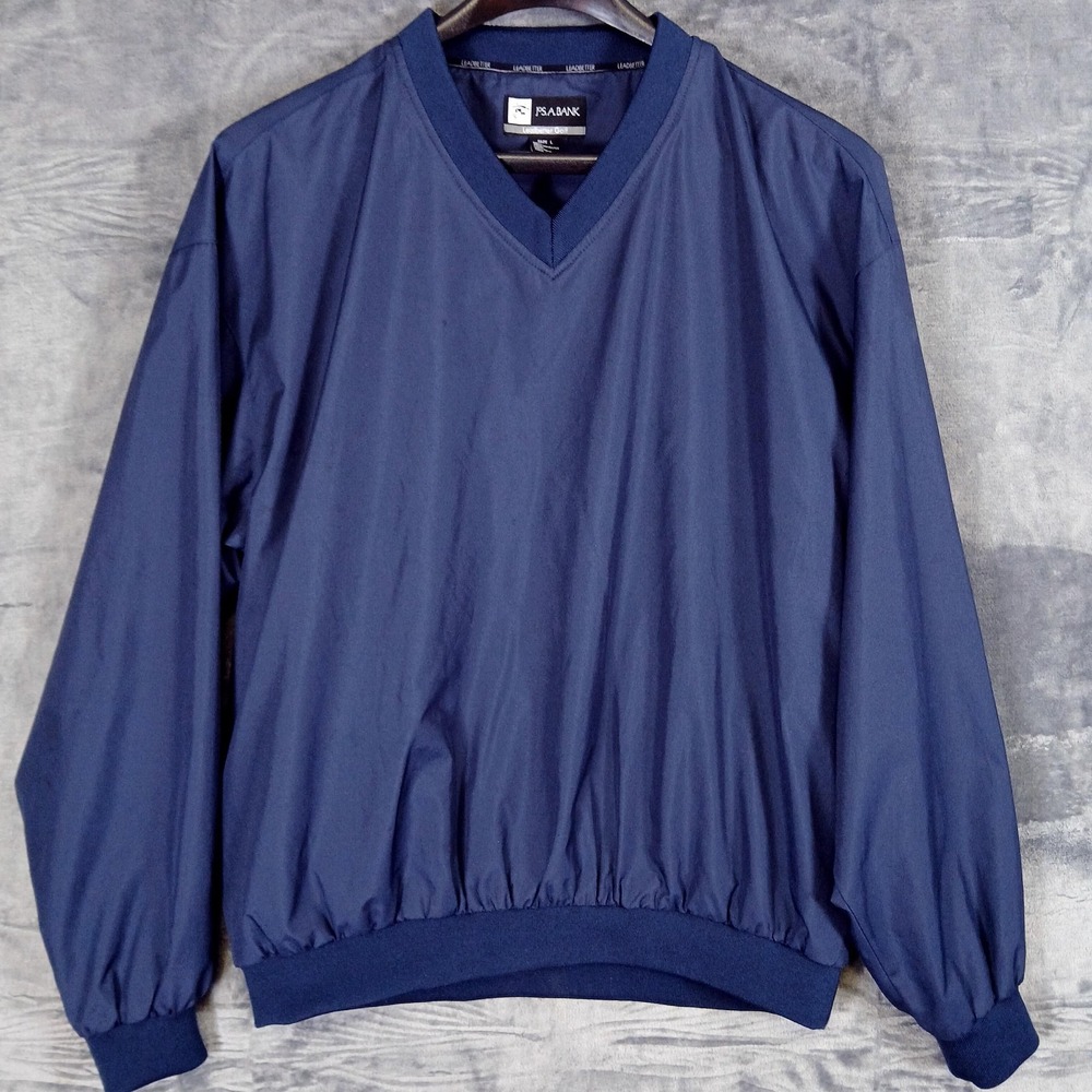Jos A Bank Leadbetter Golf Pullover Jacket Mens Large Navy V Neck Windbreaker